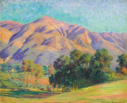 加州景观`California Landscape (1923) by Arthur Merton Hazard