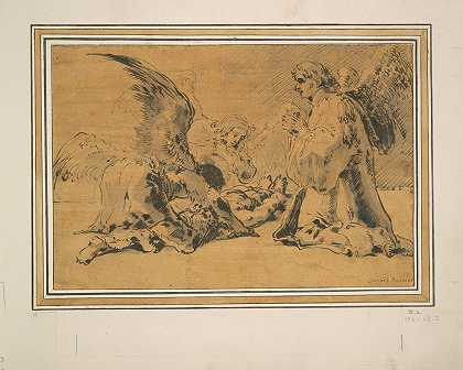 死去的亚伯被天使哀悼`Dead Abel Mourned by Angels (1630s) by Leonaert Bramer