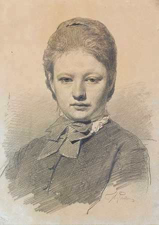 索菲亚·雷皮纳肖像`Portrait Of Sofia Repina (1934) by Ilya Efimovich Repin
