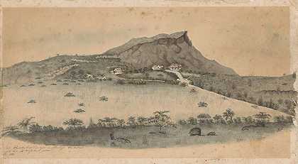 库拉索岛种植园景观`Gezicht op de plantage Plantersrust op Curaçao (1862) by Jacob Hendrik van de Poll