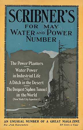 斯克里布纳和s代表五月，水与水幂数`Scribners for May, water & power number (ca. 1890–1920) by Adolph Treidler