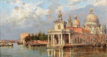 威尼斯圣玛丽亚德拉向老多加纳致敬`Venice, Santa Maria della Salute with Old Dogana by Antonietta Brandeis