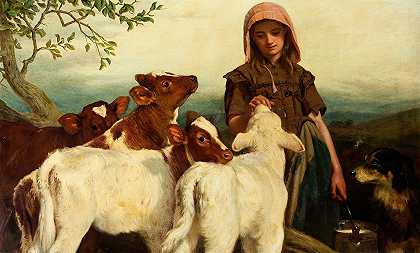 农夫她女儿`The Farmers Daughter (1872) by Henry Hetherington Emmerson