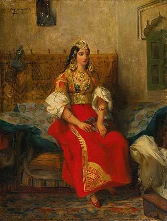 犹太丹吉尔公寓`Juive de Tanger en costume dappart by Eugène Delacroix