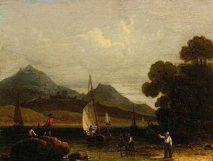 工作中的渔民`Fishermen At Work (1838) by Robert Salmon