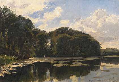 安静的池塘`Ein stiller Teich (1883) by Gottfried Christensen