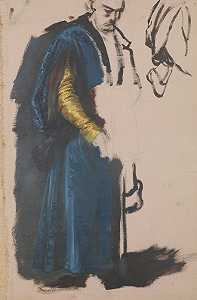 Tenczyn的Jaśko。对这幅画的研究贾德维加女王的誓言`
Jaśko of Tenczyn. Study to the Painting The Oath of Queen Jadwiga (1867)  by Józef Simmler