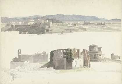 阿文丁山上的圣萨比纳，罗马的圣阿格涅斯·富奥里·勒·穆拉和圣科斯坦扎`Santa Sabina on the Aventine Hill and Sant’Agnese fuori le Mura and Santa Costanza in Rome (c. 1809 ~ c. 1812) by Josephus Augustus Knip