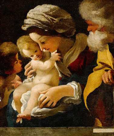 圣约翰浸信会的神圣家庭`The Holy Family with Saint John the Baptist by Bartolomeo Schedoni