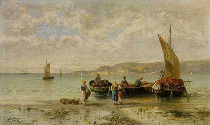 渔民的回归`Il Ritorno Dei Pescatori by Achille Dovera
