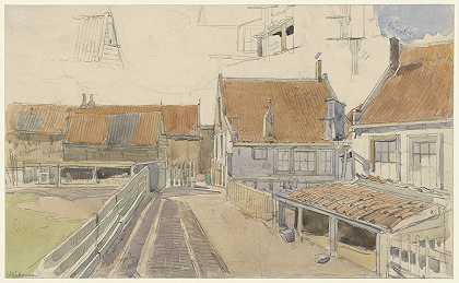 阿姆斯特丹文肯布乌特的房屋`Huizen in de Vinkenbuurt, Amsterdam (1885) by Jan H.L. Hanau