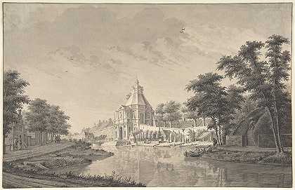 乌得勒支维特夫鲁文波特风景区`A View of the Wittevrouwenpoort, Utrecht (1749–86) by Dirk Verrijk