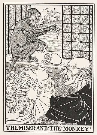 守财奴和猴子`The Miser and the Monkey (1900) by Percy J. Billinghurst