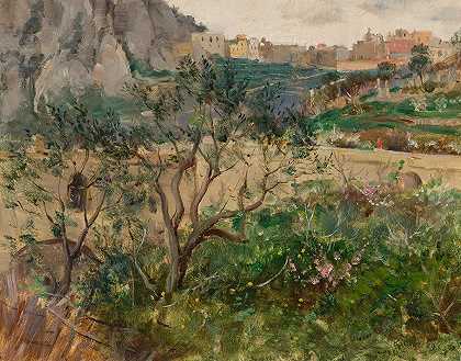卡普里景观`View of Capri (1889) by Louis Ritter