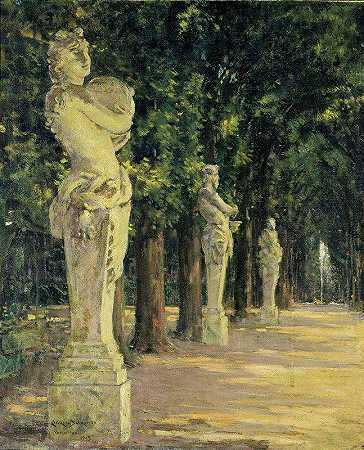所有夏季，凡尔赛宫`Allee de lEte, Versailles (1913) by James Carroll Beckwith