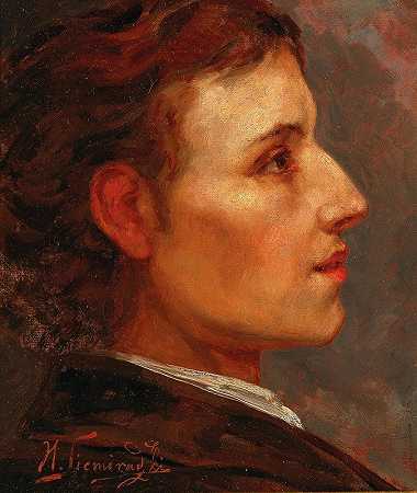 弗里德里克·肖邦的侧面肖像`A Profile Portrait Of Frédéric Chopin by Workshop of Henryk Siemiradzki