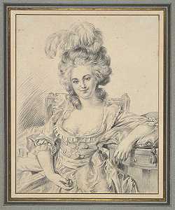 一位女士的肖像，为绘画做准备`
Portrait of A Lady, preparatory study for a painting (1780)  by Louis Rolland Trinquesse