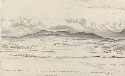 威尔士山脉全景，卡德尔·伊德里斯`Mountain Panorama in Wales, Cader Idris (1803) by Cornelius Varley