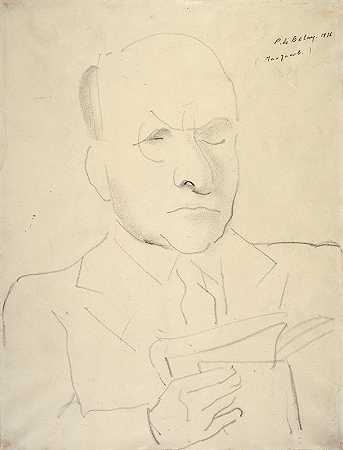 麦克斯·雅各布肖像`Portrait de Max Jacob (1936) by Pierre de Belay