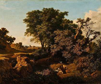 意大利风景`Italian Landscape (1838) by Eugenio Landesio