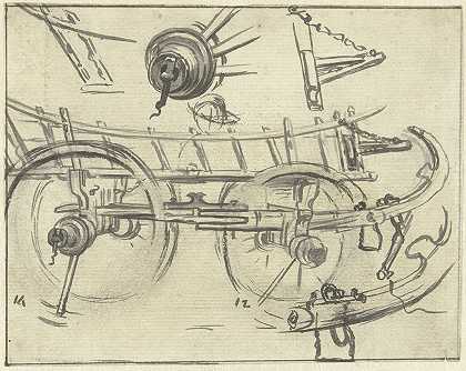 农用货车结构的一部分`Onderdelen van de constructie van een boerenwagen (1770 ~ 1825) by Simon Andreas Krausz