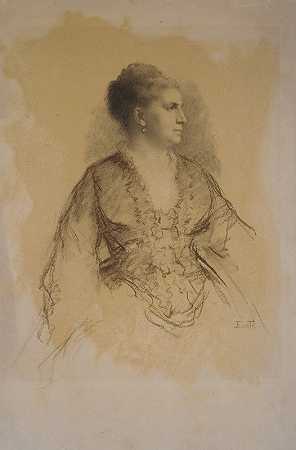 女人的肖像`Portrait of a Woman (ca. 1871) by Eastman Johnson