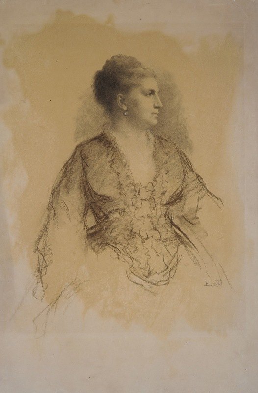 女人的肖像`Portrait of a Woman (ca. 1871) by Eastman Johnson