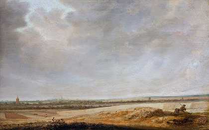 有玉米地的景观`Landscape with Cornfields (1638) by Jacob Salomonsz. van Ruysdael