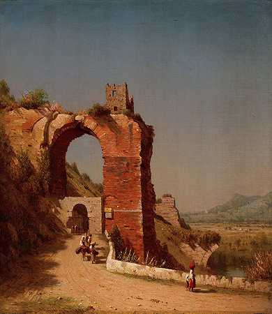 蒂沃利的尼禄拱门`The Arch of Nero at Tivoli (1878) by Sanford Robinson Gifford