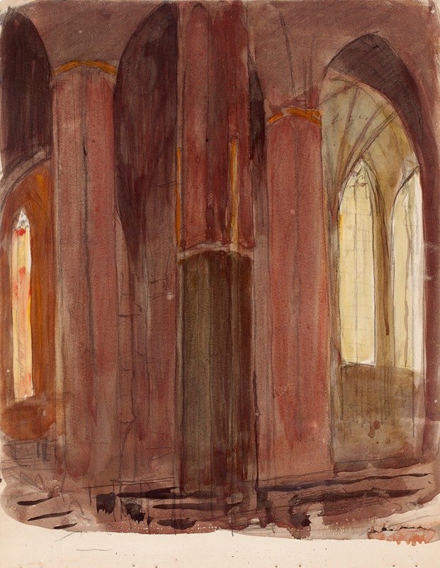 教堂屋内`Katedraali, sisäkuva (1894 ~ 1895) by Magnus Enckell