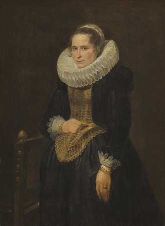 佛兰德夫人的肖像`Portrait of a Flemish Lady (probably 1618) by Anthony van Dyck