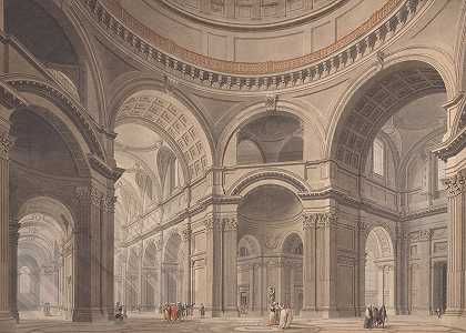 圣保罗教堂屋内s大教堂`Interior of St. Pauls Cathedral (ca. 1792) by Thomas Malton the Younger
