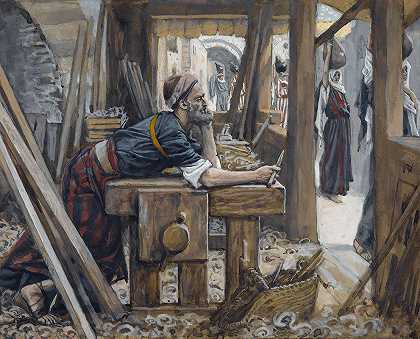 圣约瑟夫的焦虑`The Anxiety of Saint Joseph (1886~1894) by James Tissot