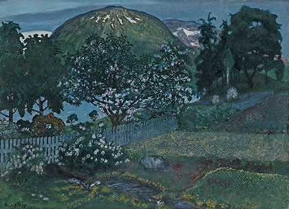 Juninat I Haven（六月花园里的一个夜晚）`Juninatt I Haven (A Night In June In The Garden) by Nikolai Astrup