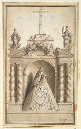 壁龛中的圣母和儿童雕像`Statue of Virgin and Child in Niche (mid–late 17th century) by Erasmus Quellinus the younger