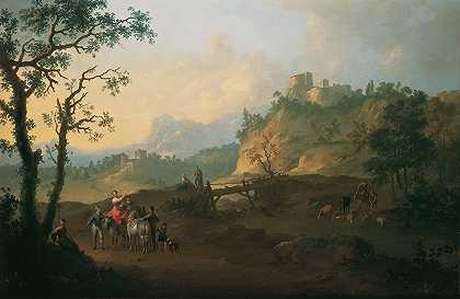 意大利风景`Italienische Landschaft (1730) by Franz de Paula Ferg