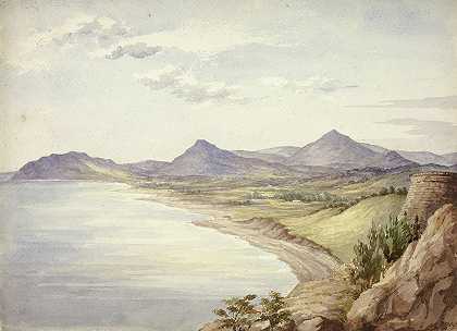 维多利亚城堡和香根纳谷，Dún Laoghaire`Victoria Castle and the Val of Shanganagh, Dún Laoghaire (1843) by Elizabeth Murray