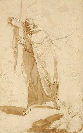 手持十字架的僧侣`A Monk Carrying a Cross (1680–1700) by Follower of Bartolomé Esteban Murillo