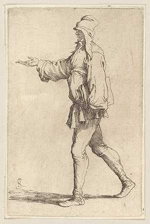 伸出右臂大步行走的男子`Man Striding with Right Arm Outstretched (1656 ~ 1657) by Salvator Rosa
