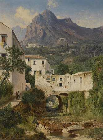 阿马尔菲附近的米尔塔尔`Mühltal bei Amalfi by Albert August Zimmermann