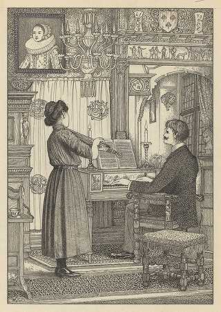 音乐男男女女`Musicerende man en vrouw (1887 ~ 1916) by Willem Pothast