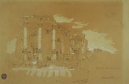 叙利亚米斯米耶神庙`Temple at Mismiyeh, Syria (1868) by Frederic Edwin Church