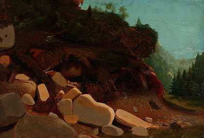 岩石自然研究`Nature Study with Rocks (1846) by August Cappelen