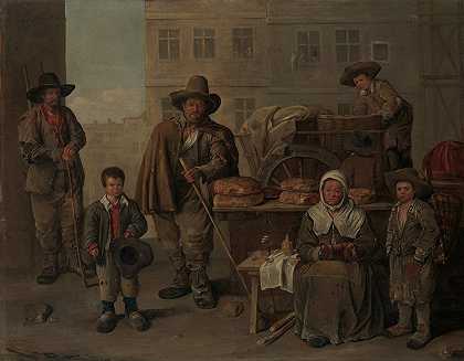 面包师手推车`The Bakers Cart (1656) by Jean Michelin