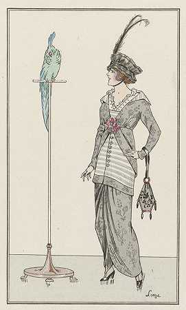花塔夫绸连衣裙`Robe de taffetas à fleurs (1913) by Loeze