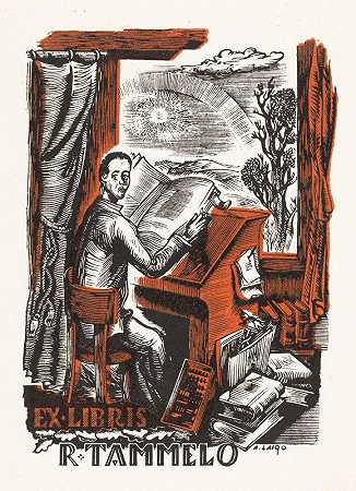 前Libris van R.Tammelo`Ex libris van R. Tammelo (1942) by Arkadio Laigo