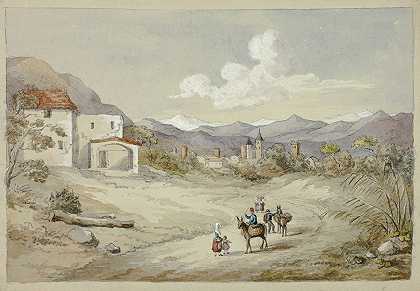 科尼切（海岸）路上的阿尔本加`Albenga on the Corniche (Costal) Road (1841) by Elizabeth Murray