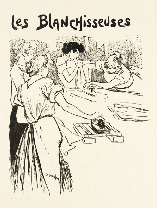 洗衣房`Les Blanchisseuses (1893) by Théophile Alexandre Steinlen
