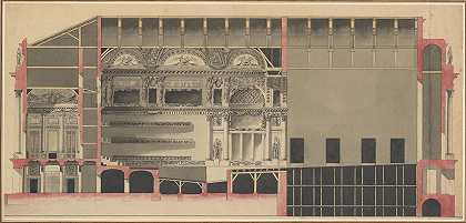 剧院的纵剖面`Longitudinal Section of a Theatre (18th century) by Nicolas Marie Potain