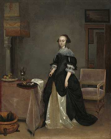 玛丽亚·范·苏希特伦`Maria van Suchtelen (c. 1666) by Gerard ter Borch